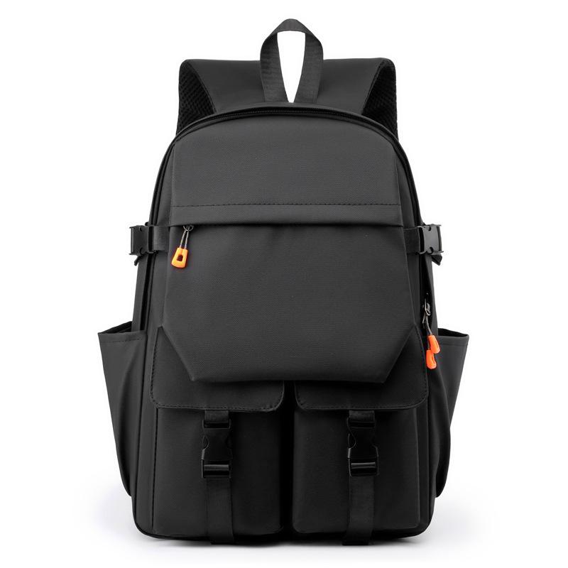 Men's Backpack Large Capacity Student Schoolbag Travel Backpack Solid Color Computer Bag