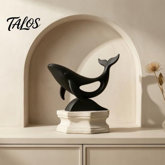 Healing Ocean Style Art Minimalist Hollow Whale Figurine, 3D Printed Matte Animal Sculpture for Unique Housewarming Gifts Home Office Desk Decor,