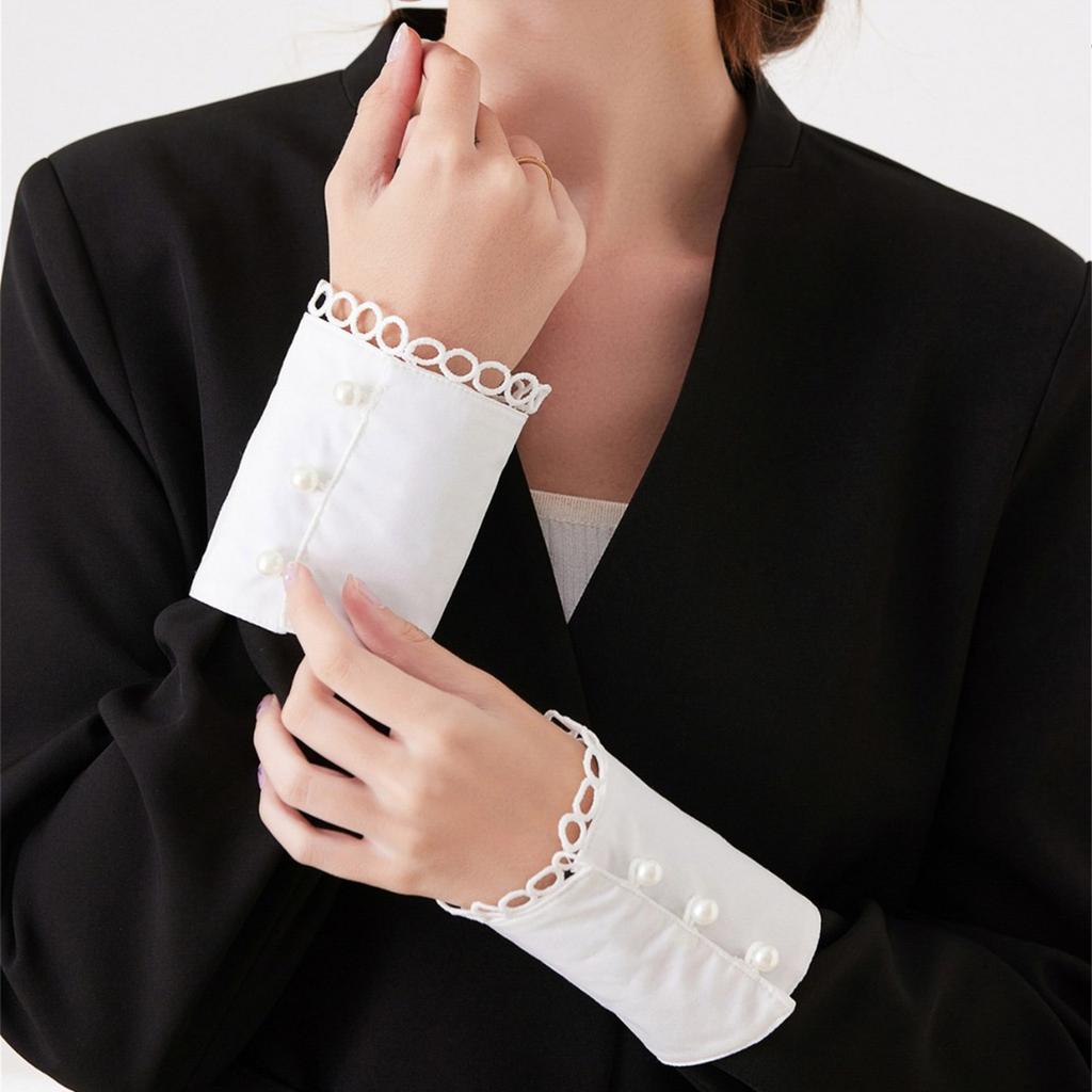 Damskie Mankietki Odpinane Proste Mankietki Zima Jesień Koszule Sweter Bluza Eleganckie Perły Guziki