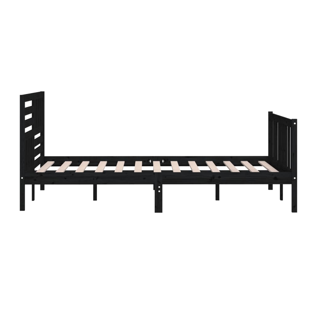 Vidaxl Bed Frame, Black, Solid Pine Wood, 200 X 200 Cm