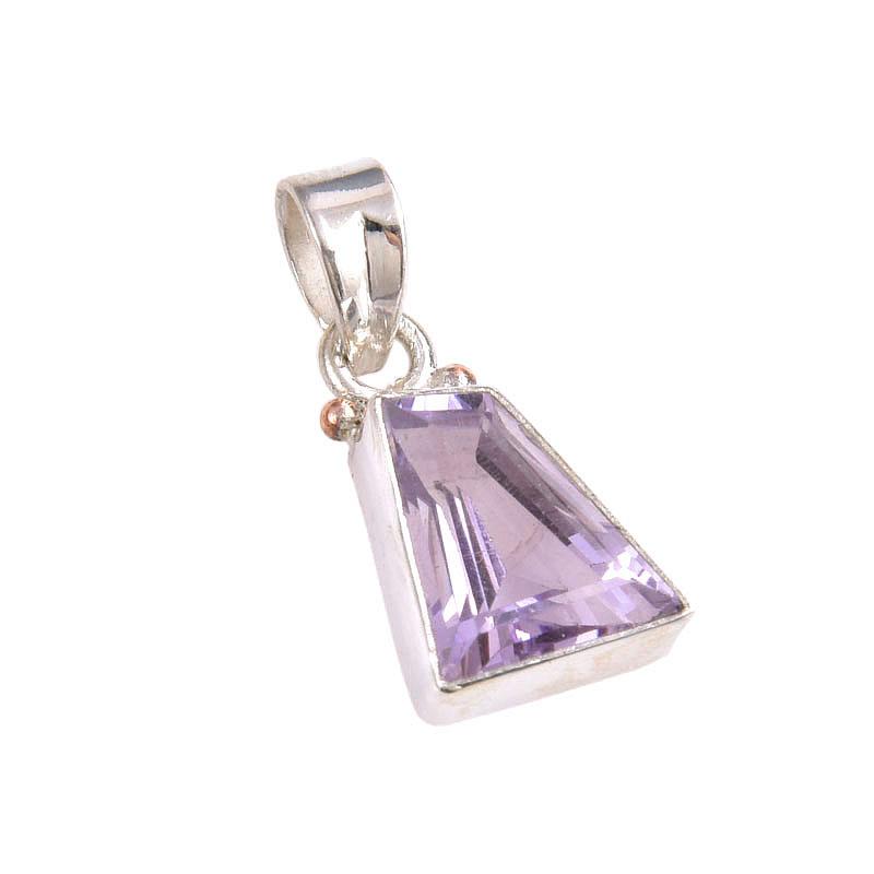Natural Pink Amethyst Gemstone 925 Solid Sterling Silver Jewelry Pendant 1" i0b29
