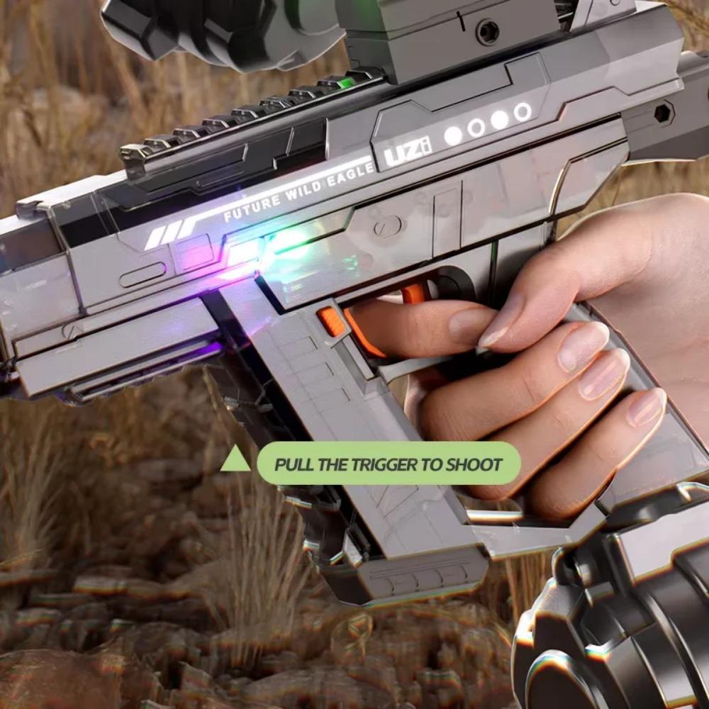 Uzi Electric Water Gun With Realistic Muzzle Flame, High Pressure Squirt Gun For Summer Pool Water Fighting Toys For Adults