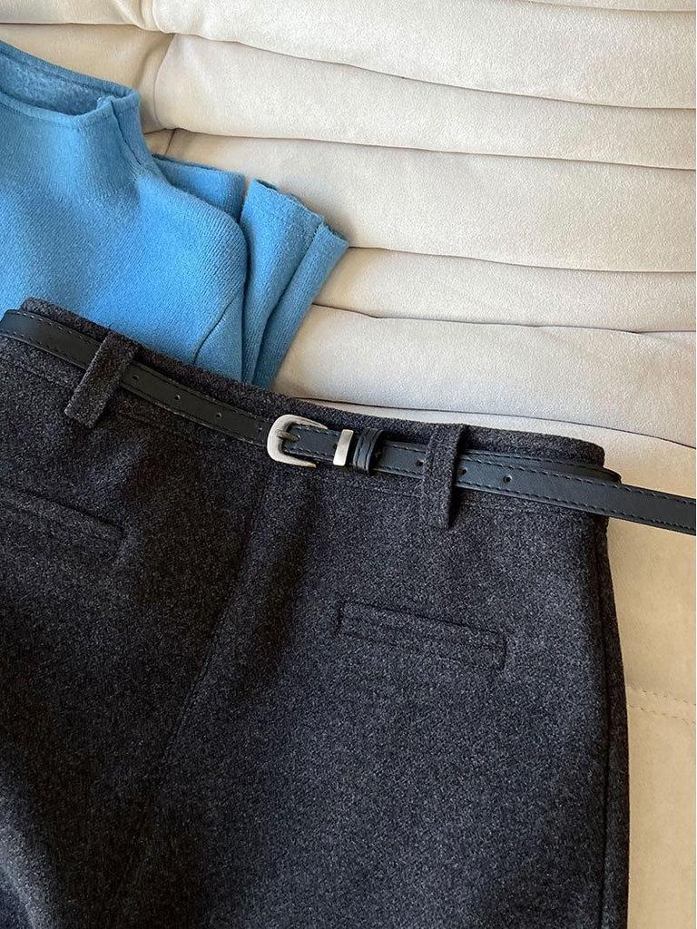 Luxi Retro High-End Wool A-Line Midi Skirt - Women's 2025 Winter Slimming Fleece-Lined Bodycon Mini Skirt