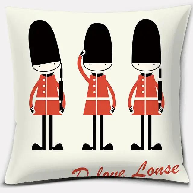 Home Decor LOVE England Series Printed Square Polyester Pillowcase Cushion Cover Bedroom Living Room Ornament funda de almohada