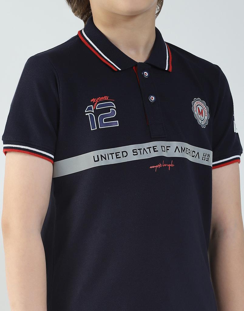 MONTE CARLO Boys Printed Collar Neck T-Shirt