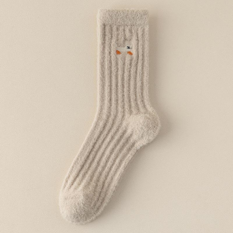 Chaussettes mi-mollet d'automne/hiver pour femmes, rembourrées, double face en peluche thermique, chaussettes de sol, chaussettes de sommeil