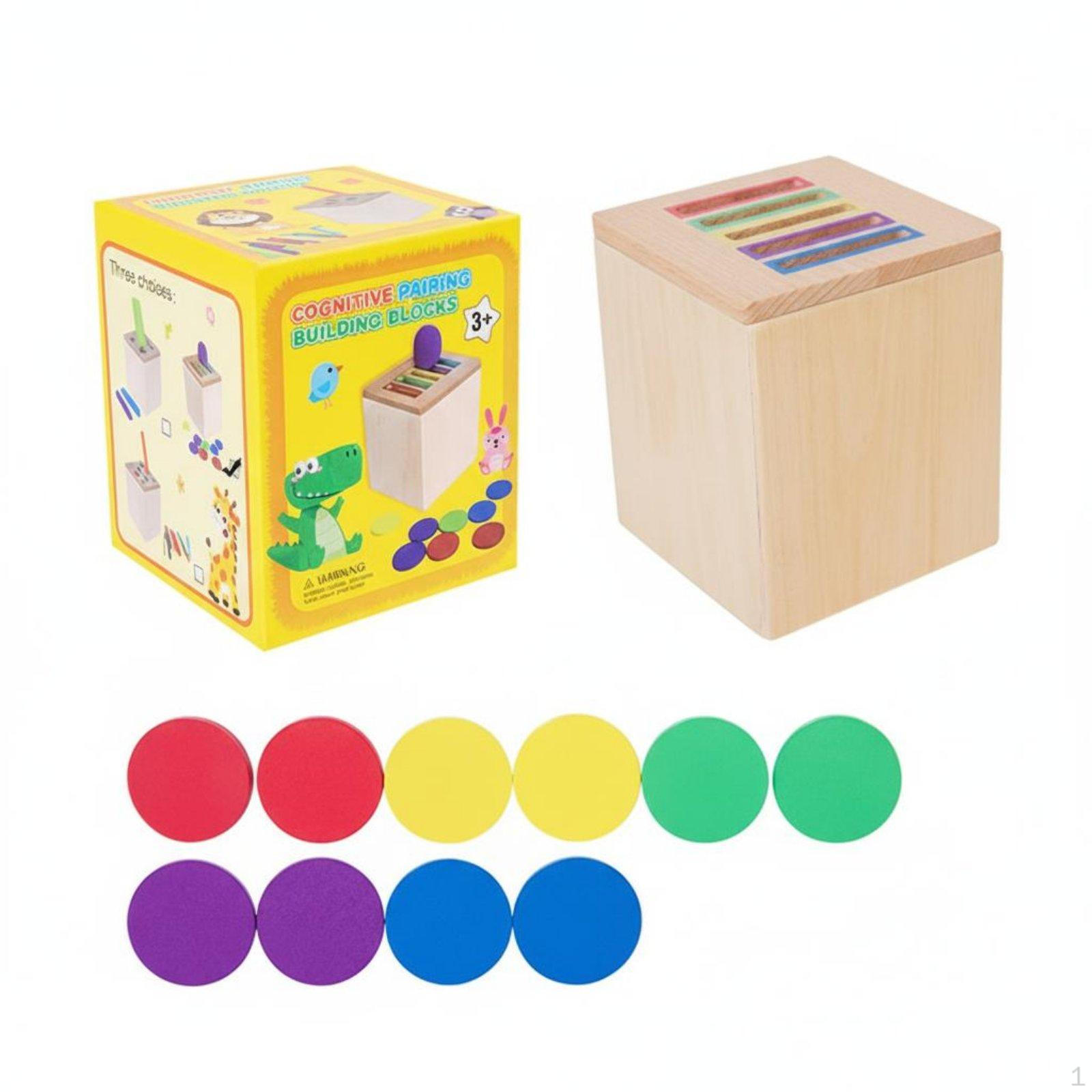 Color and Shape Matching Toy Develops Fine Motor Skills Wooden Sorting Box HandEye