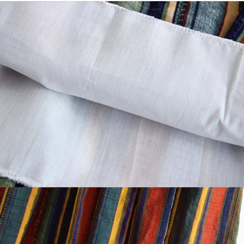 Japanese Mori Girl Women Midi Colorful Skirt High Waist Striped A-Line Skirt Cotton Linen Vintage Elegant Ladies Casual Skirt