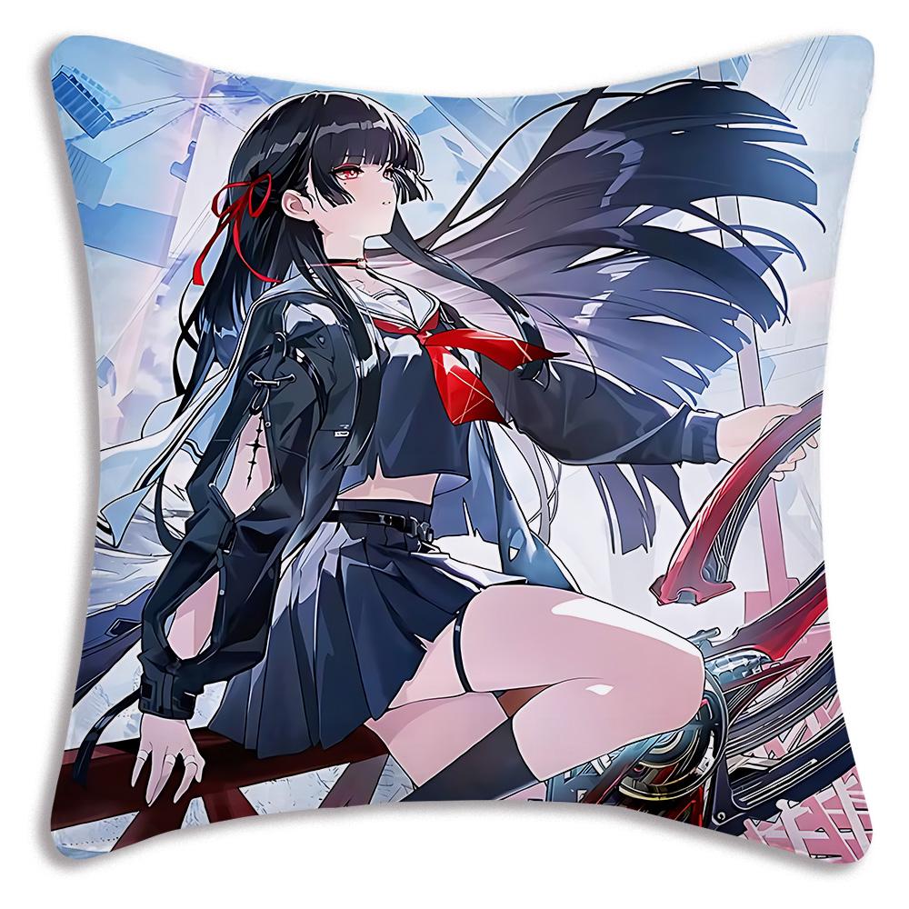 Game Wutherings W-Waves Pillow Covers Cartoon Sofa Decorative Home Double-sided Printing Short Plush Cute Cushion Cover