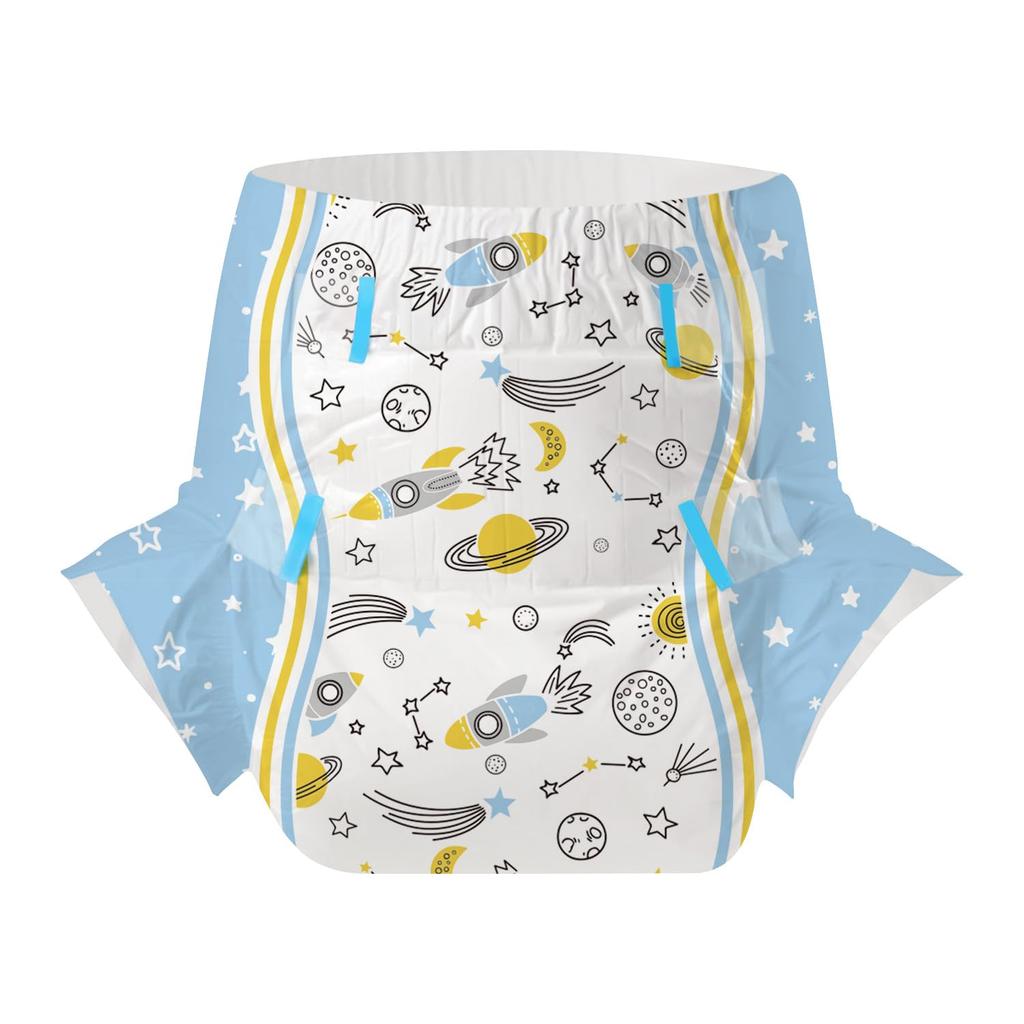 CutiePlusU Adult Diaper Sample Set of Unisex Incontinence Pants with Maximum Nighttime Absorbency Space Adventurer 10, Labels, - (M, 71-96cm)