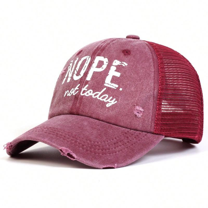 

1pc Men NOPE Letter Print Holes Wash Baseball Cap Outdoor Adjustable Sunscreen Hat Spring Summer Travel Tourism Beach Vacation Adjustable бордовый
