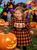 Plaid Pumpkin Embroidered Dress
