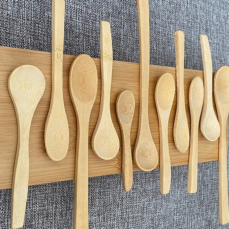 5Pcs Wooden Honey Spoon Ecofriendly Household Tableware Bamboo Kitchen Condiment Scoop Coffee Spoon Dessert Spoon Teaspoon