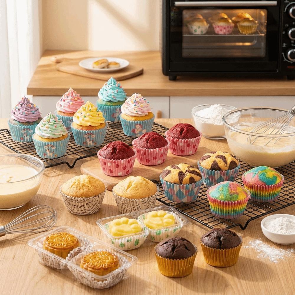 200Pcs Disposable Muffin Cases Decorative Cake Molds Baking Accessories Baking Cups Birthday