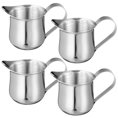 NUOLUX Milk Pitcher/Jug, Mini 50ml, Stainless Steel, Sauce Pot, Milk Jug, Coffee/Cream/Sauce Pot, Cup, Milk Pot, 7.5 X 5.5 X 4.5cm, Set of 4, Silver