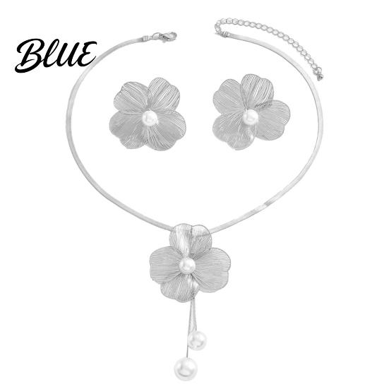 Dress Matching Jewelry 2Pcs/Set Women Necklace Earrings Set Hollow Flower
