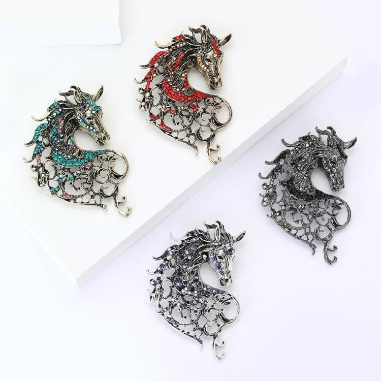 Elegant Horse Shape Brooch Set In Assorted Colors Sturdy Alloy Jewelry Metal Horse Pin for Women Men Gift