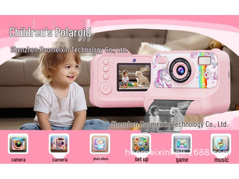 New Children's Instant Cartoon Digital Camera - Small SLR Printing Gift