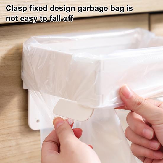 2Pcs Foldable Trash Bag Holder with Magnetic Closure Wall Mounted Folding Garbage Rack Collapsible Hanging Garbage Bag Holder
