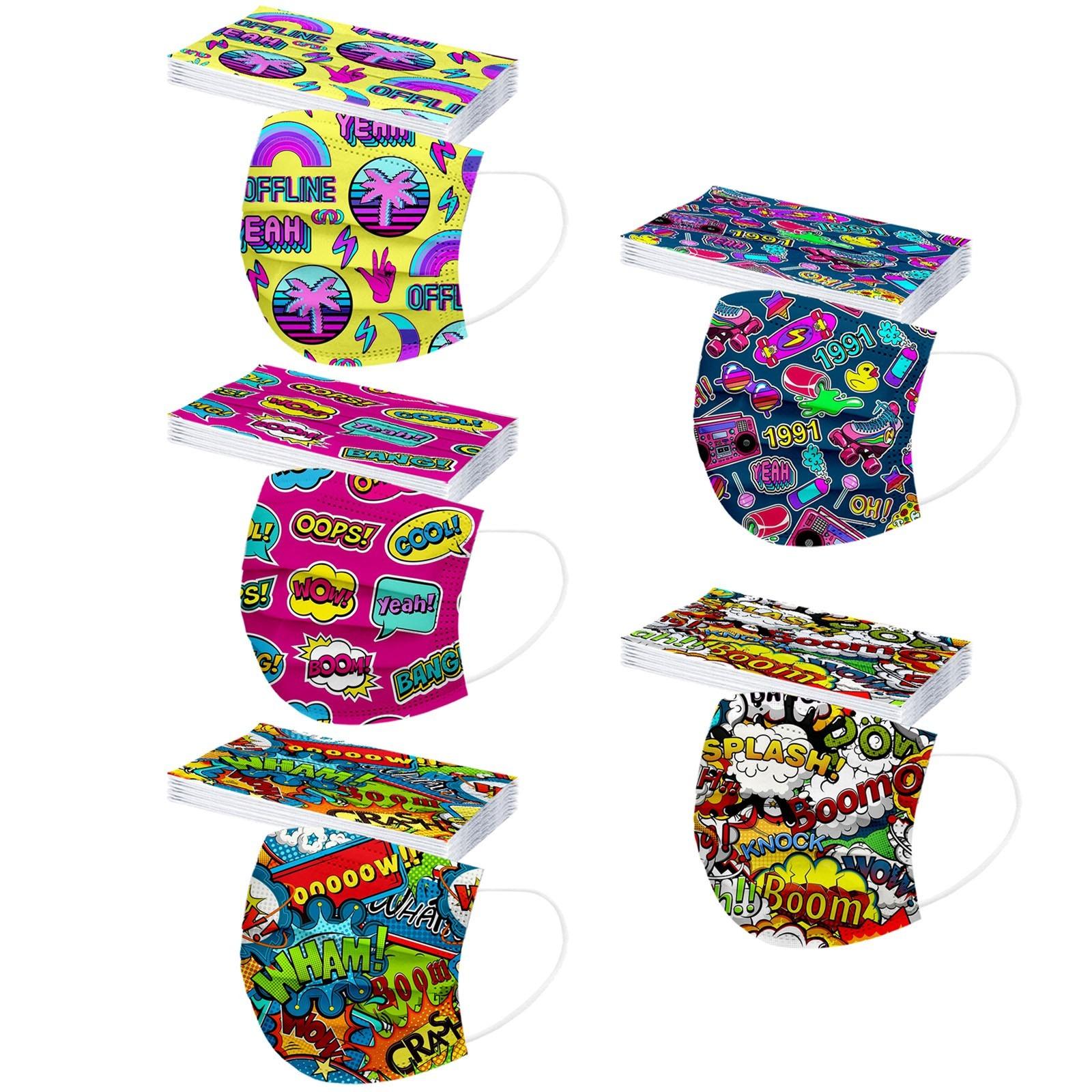 

50pcs Kids Outdoor Cartoon Mask Droplet And Fog Prevention Transparent Face белый