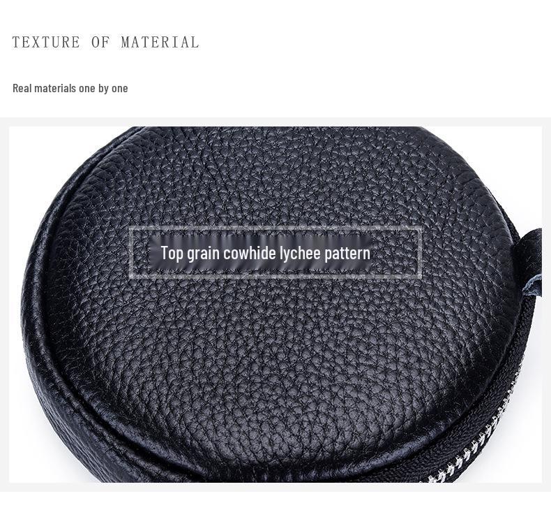 Women's Genuine Cowhide Coin Purse: 2026 Round Earphone & Card Holder Bag