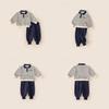 Boys Striped Cotton Kids Sweater Pants Set With Letter Cartoon Prints For Autumn Playtime