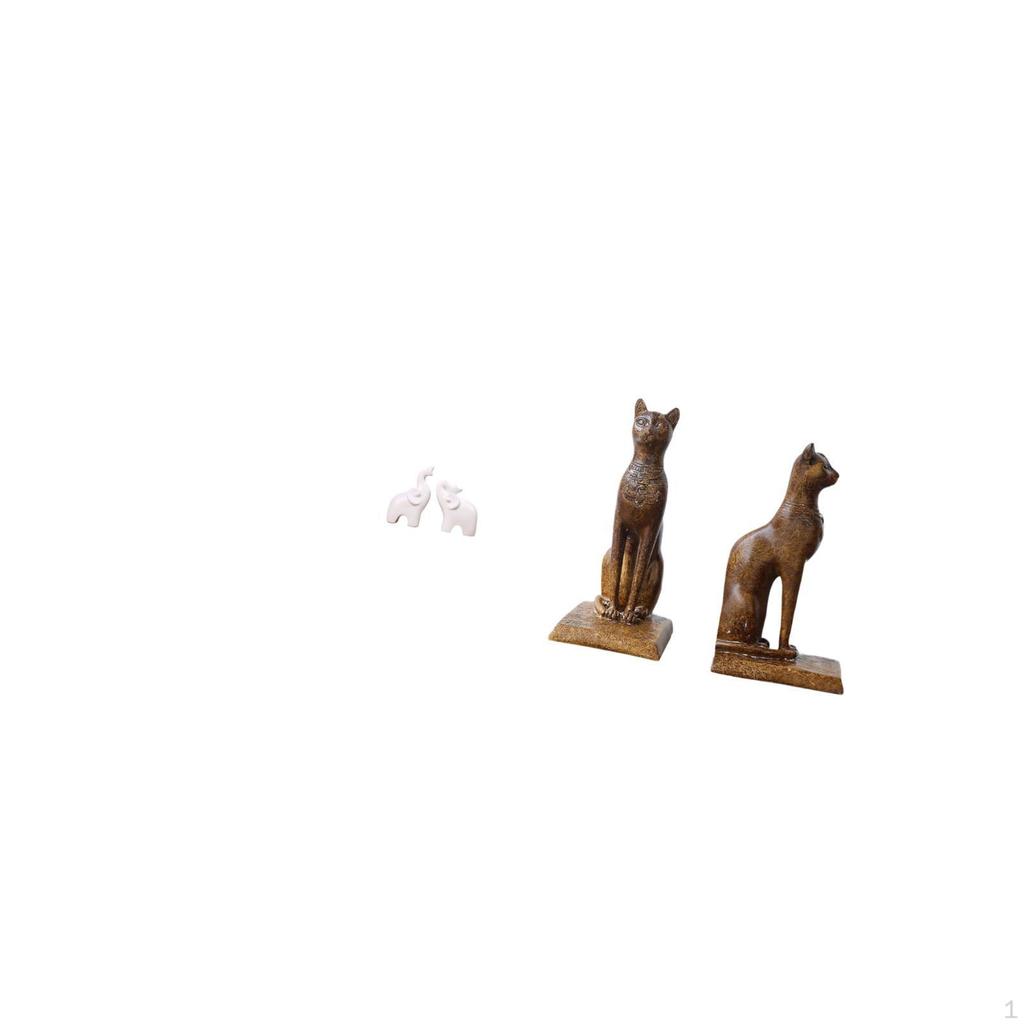 Elegant Elephant And Egyptian Cat Sculptures Unique Tabletop Animal Statues Figurines Decorative