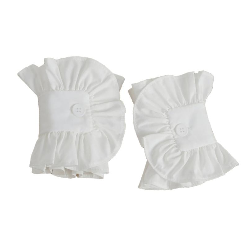 Ruffled Lace Faux Sleeves Girl Decorative Sleeves Elegant Detachable Wrist Cuffs