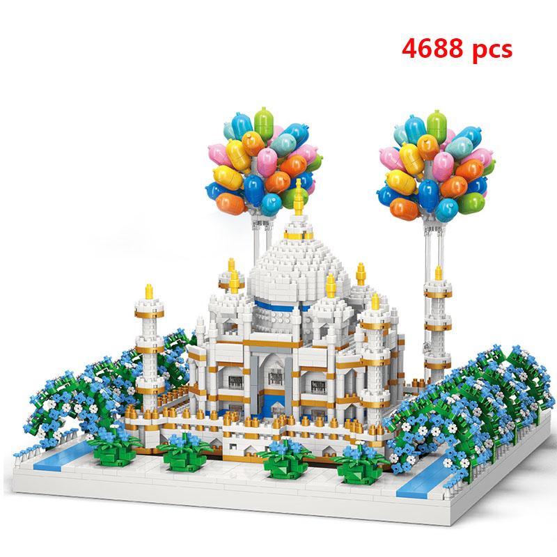 City Architecture Pink Castle Tree House Building Blocks Mini Brick Taj Mahal Great Wall Creative Model Construction Toys