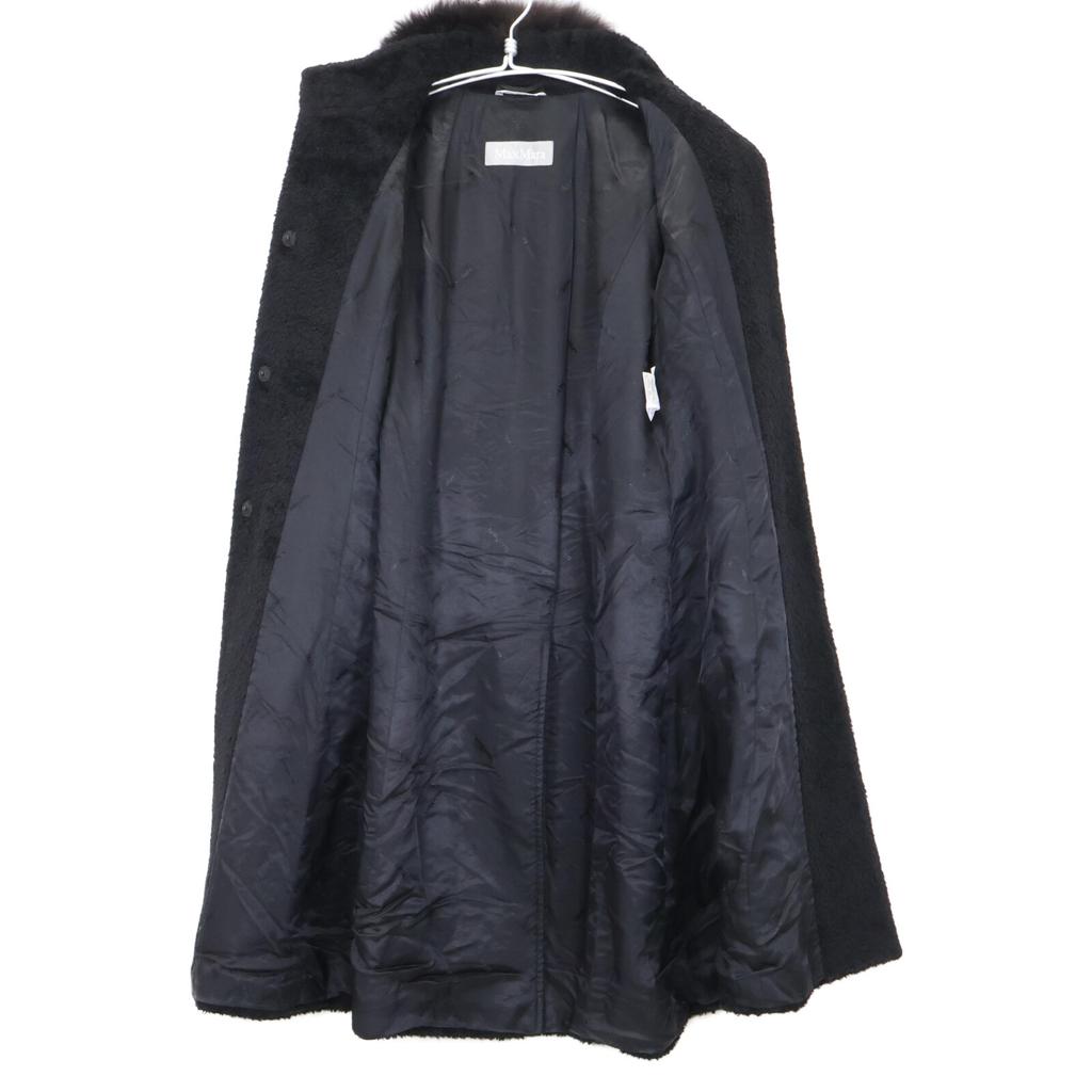 Max Mara 60161979 Black Alpaca Blend Wool Sleek Belted Coat coat 38 blackUsed