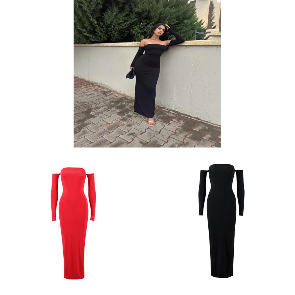 Seksowna Sukienka Bodycon Odkrywająca Ramiona Z Rozcięciem Na Nocne Wyjście Do Klubu