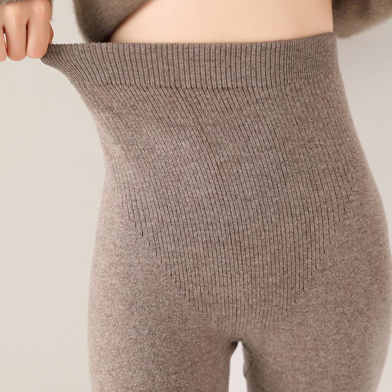 2024 Women's Pure Wool Base Layer Pants, Autumn/Winter, High Waist, Slimming, Warm, Thin, Wear Inside or Outside