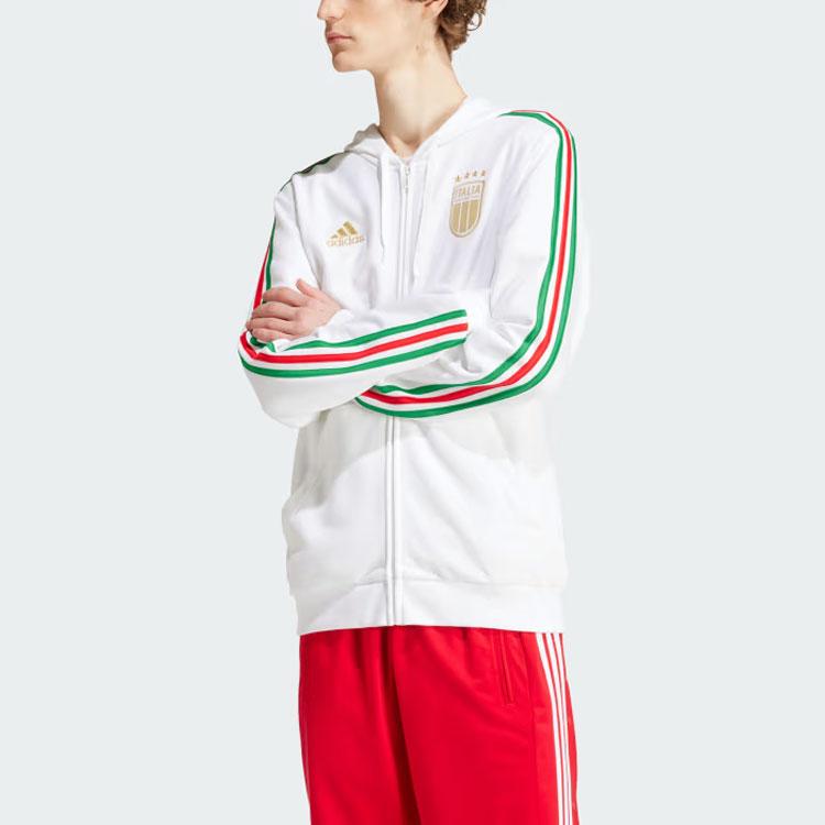 Adidas Italy Dna Full-Zip Hoodie Color Block Long Sleeve Jacket Men Hoodies White IU2104
