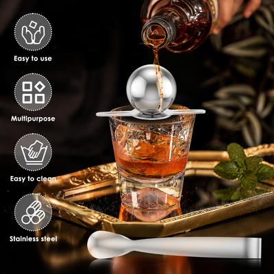 2Pcs Coffee Cooling Tool Espresso Ice Ball Stainless Steel Ice Sphere with Holder Coffee True Flavors Ice Ball Coffee Accessorie