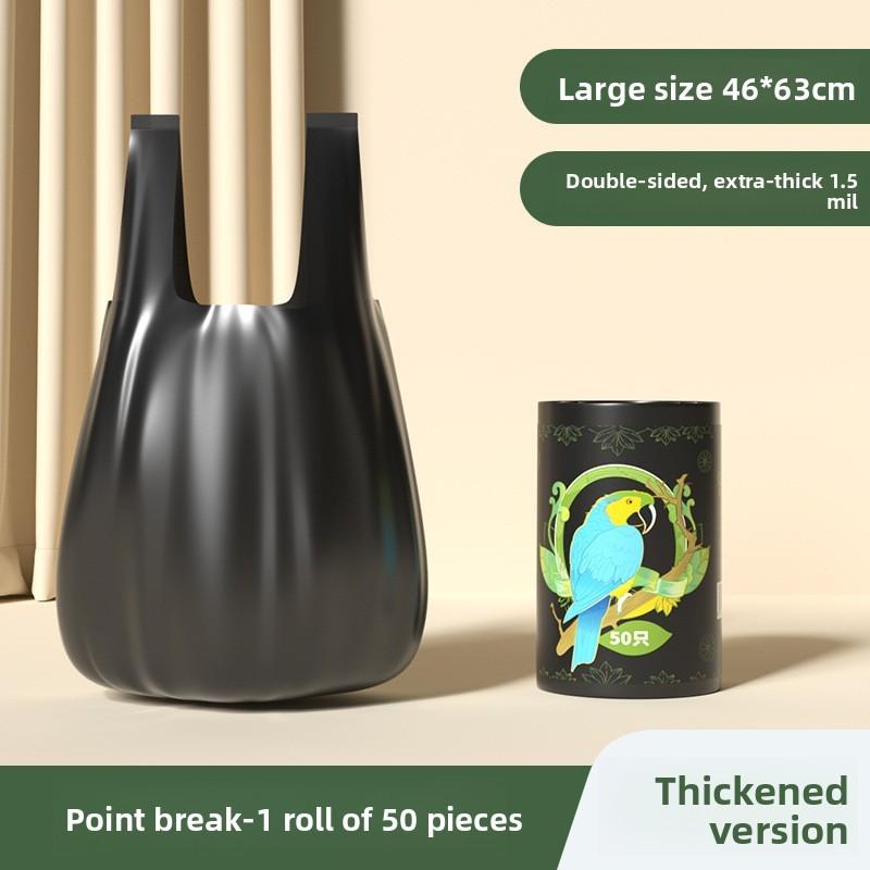 Kitchen Trash Bag With Handles For Household Waste Management Thick Black Pe Liners 50pcs
