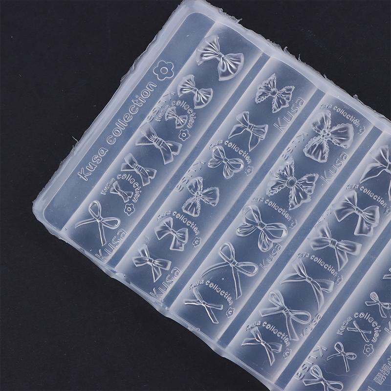 3D Bowknot Silicone Nail Mold Mixed Sized Shaped Bow Soft Stamping Plates Kawaii Ballet Bow Diy Manicure Art Mould Tools