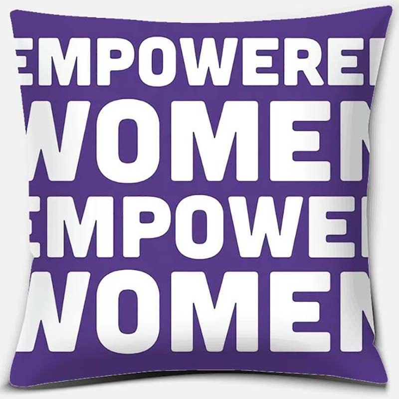 Purple Geometric Flower Text Printing Series Pattern Pillowcase Square Pillowcase Home Office Decoration Pillowcase