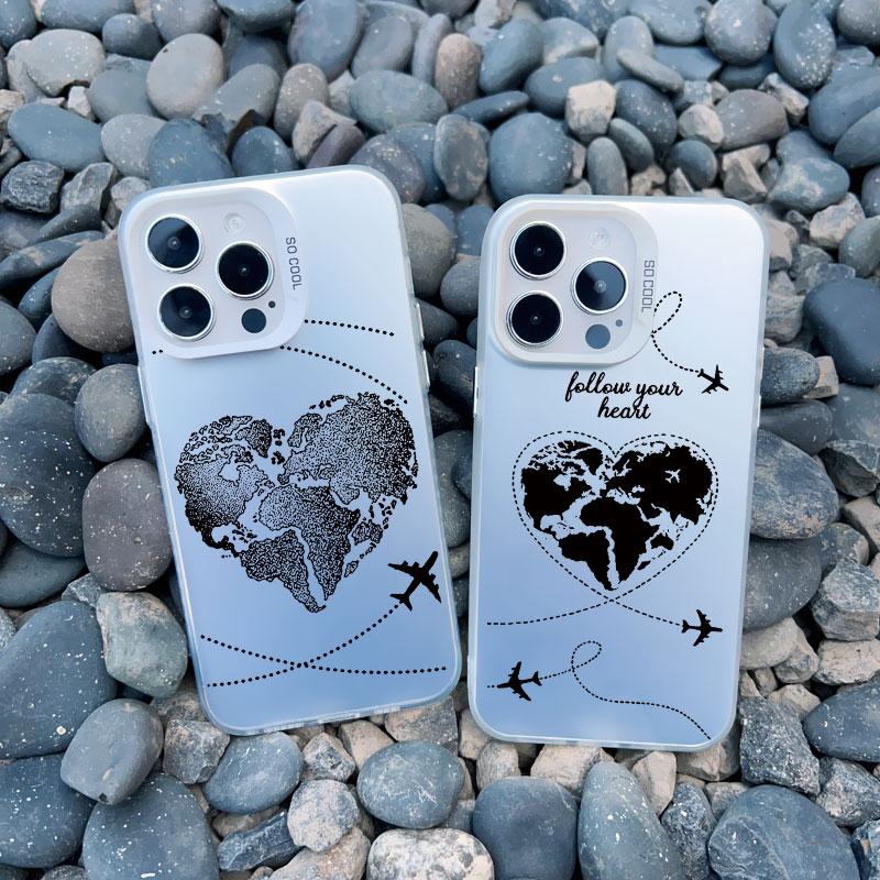 Popular World Map Travel Airplane Phone Case For Iphone 11 12 Pro Max 13 Mini 15 13 14 Pro Max Plus Back Shockproof Laser Covers