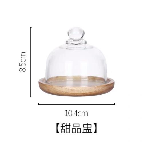 Mini Cake Stand Dessert Cup Wooden Tray Glass Cover Dessert Plate Cake Plate Fruit Dim Sum Plate Afternoon Tea Display Stand