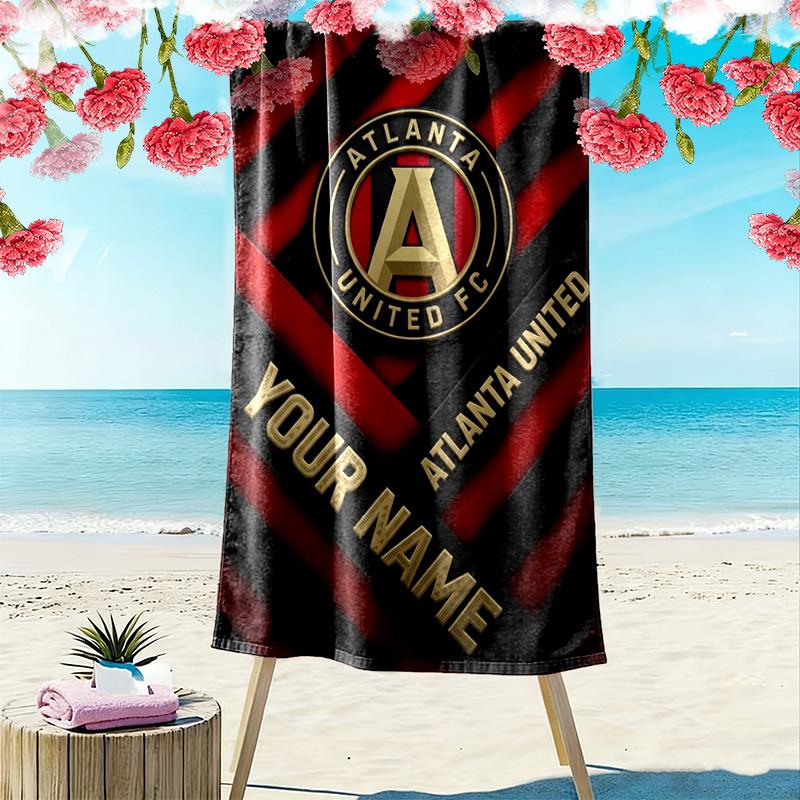 Name Custom Atlanta United FC Print Beach Towel, Large Soft Quick Dry Towel for Beach Camping Swimming