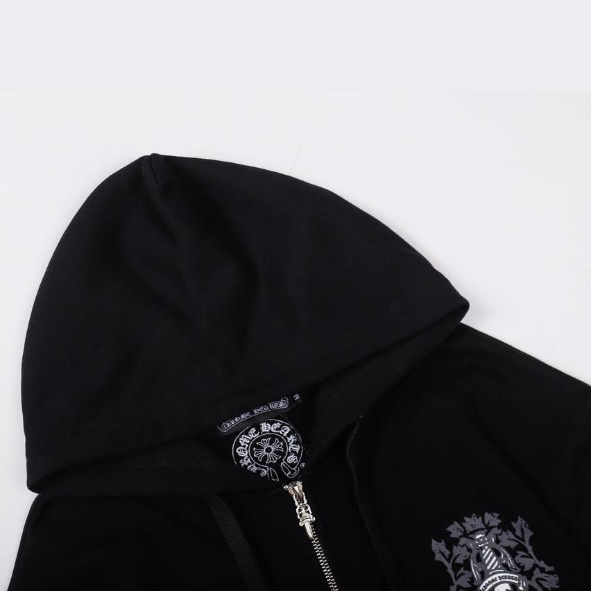 828 CHROME HEARTS 2025 Autumn and Winter New Plus Size Classic Style Logo Zipper Hooded Sweatshirt, Suitable for Couples To Wear