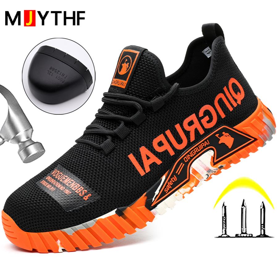 Fashion Men'S Safety Shoes Anti-Smash Anti Puncture Work Sneakers Steel Toe Shoes Anti Slip Wear-Resistant Indestructible Shoes