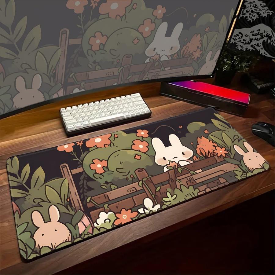 NonSlip Large Mouse Pad Cute Gaming Desk Setup Pads White Accessories Big White Mousepads Rubber HD X Kawaii Desk Mats