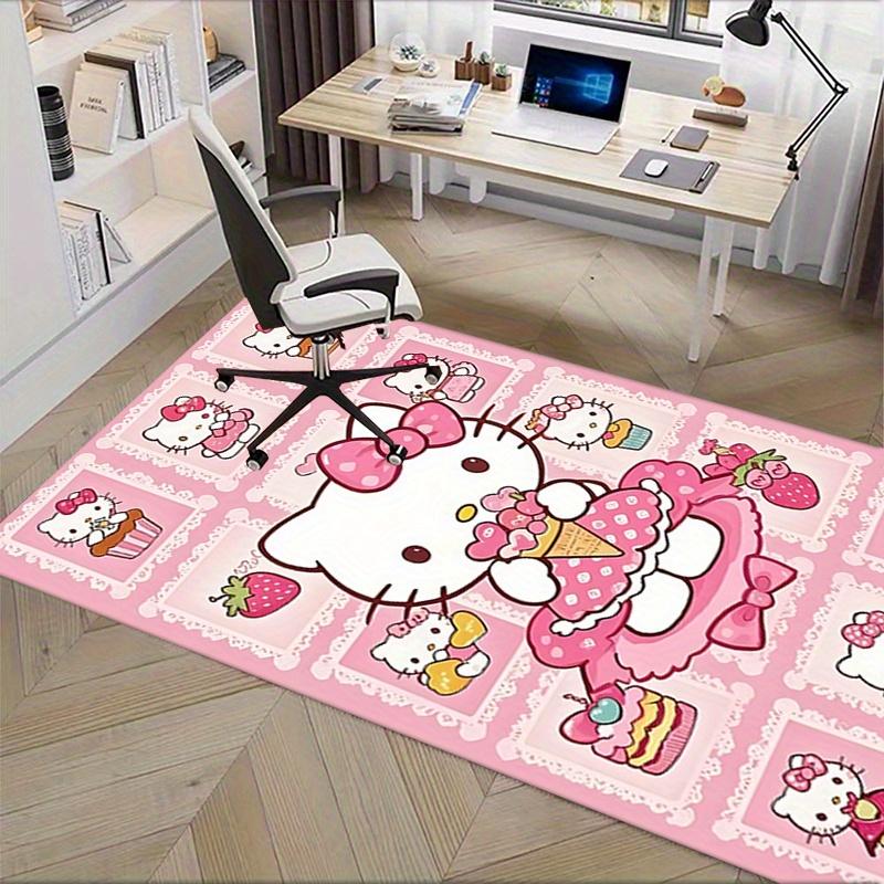 Office Rug Hello Kitty, Pink Anti-Slip Rug, Machine Washable for Living Room, Bedroom, Office, Multiple Sizes, Bedroom Mat, Decorative Mat, Durable Ma