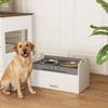 Elevated Dog Bowl Feeding Bowl with Storage Cabinet, 2 Bowls with Anti-Slip Rings, 60 x 30 x 35.5 cm, White
