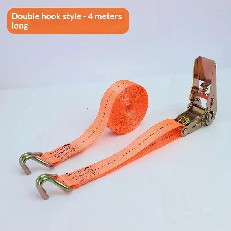 Strong Ratchet Tie Down Cargo Straps Heavy Duty Metal Buckle Adjustable for Securing Snowboard Ski Gear Road Trip Use
