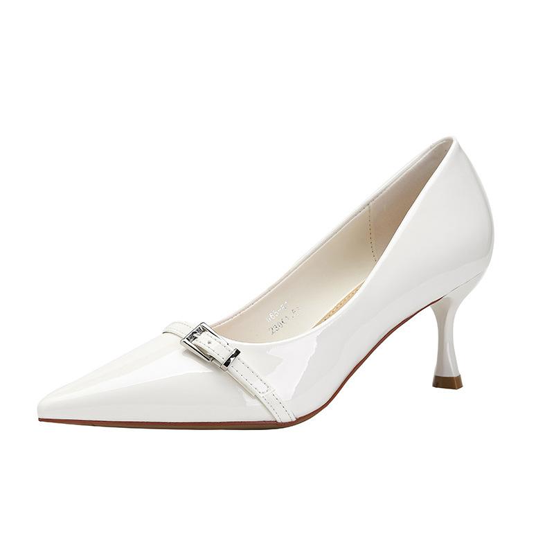 Huiliya pointed high heels stiletto new lacquered fashion Korean version temperament kitten and commuter single shoes G65-81