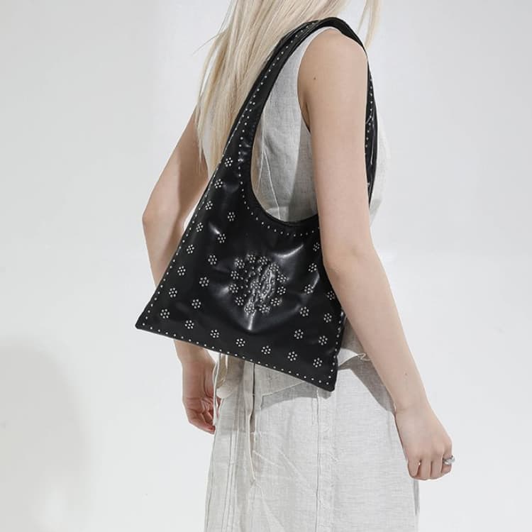 Rivet Flower Hollow Tote Bag Women's Shoulder Handbag