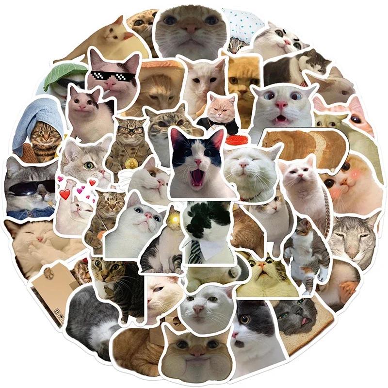 50pcs Funny Animals Cat Meme Stickers Cute Cartoon Decals Kids Toys Laptop Notebook Luggage Motorcycle Decoration Sticker