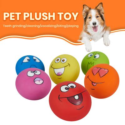 6Pcs Dog Toy Cartoon Smile Face Dog Ball Toy Bite Resistance Interactive Latex Pet Chew Toy Pet Supplies